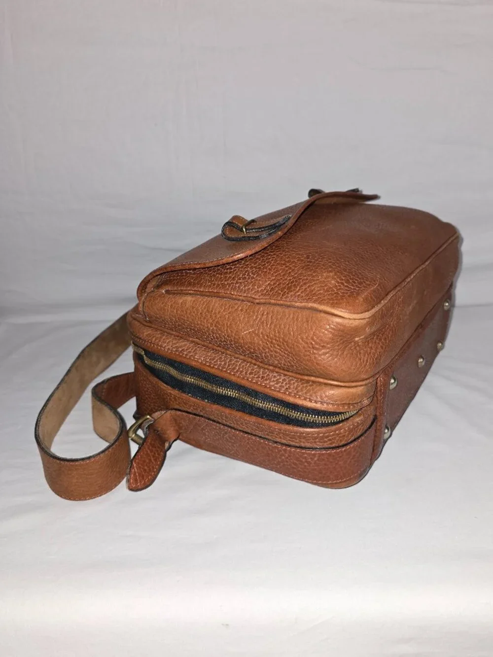 Vintage Territory Ahead Brown Full Grain Leather Overnight Weekender Travel Bag